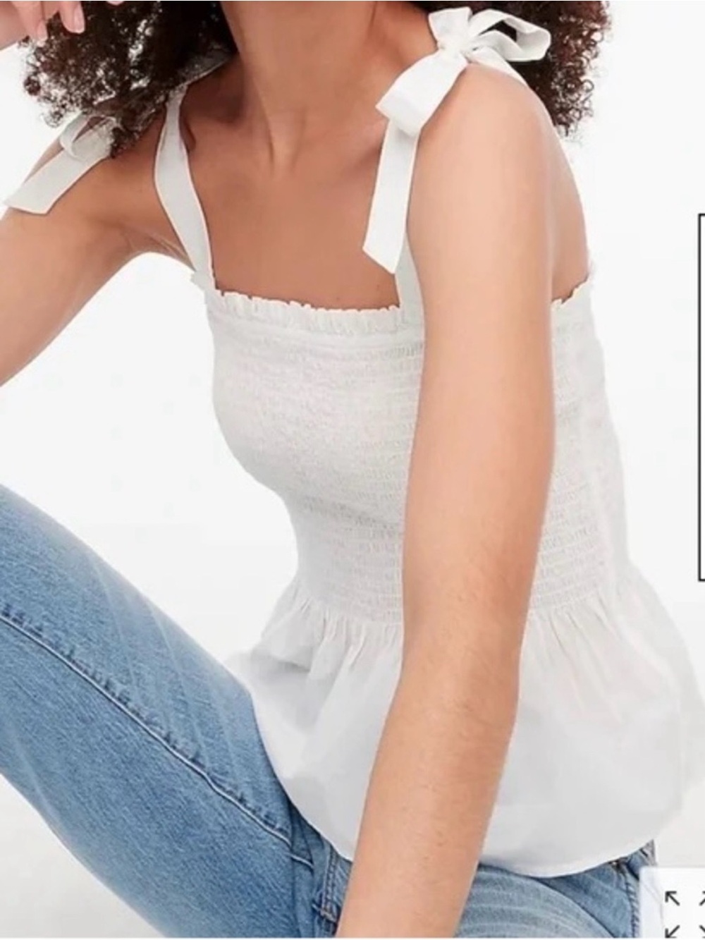 J. Crew Cotton Smocked Tie Shoulder Tank Top Size XS